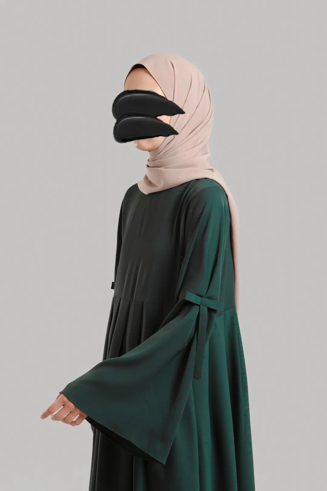 Bow-Trimmed Abaya, Emerald Green 4