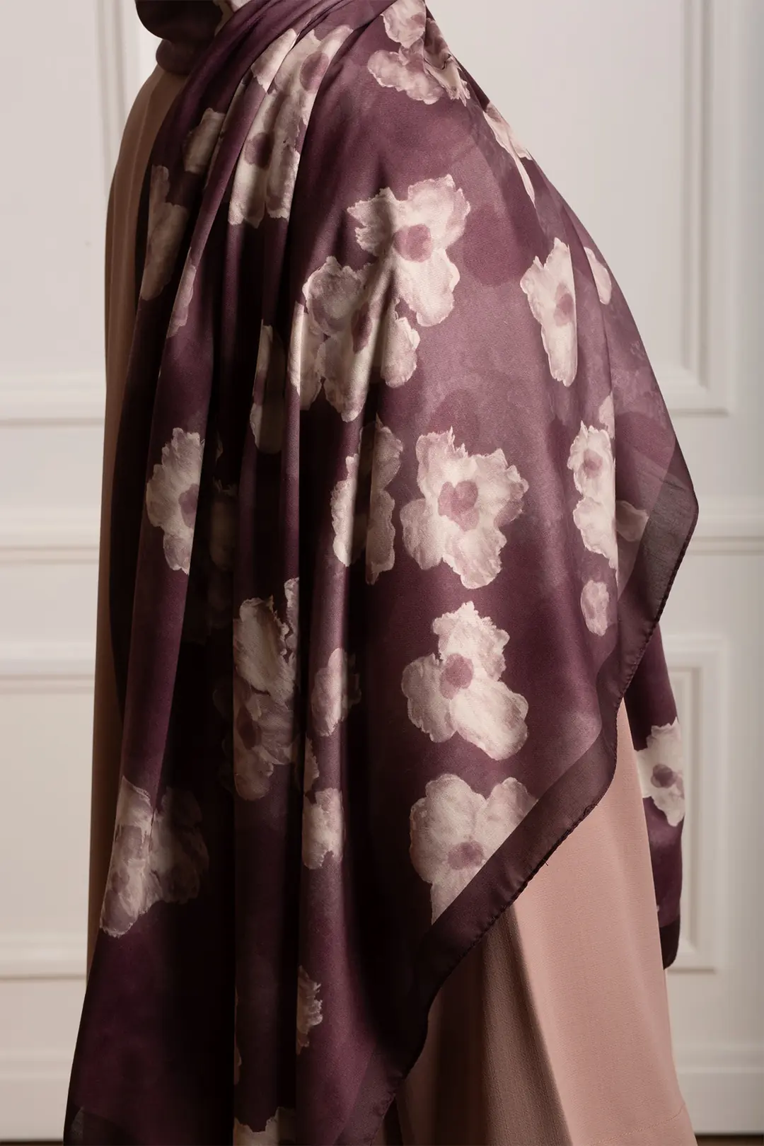 Autumn Serenade Patterned Soft Shawl, Plum 5