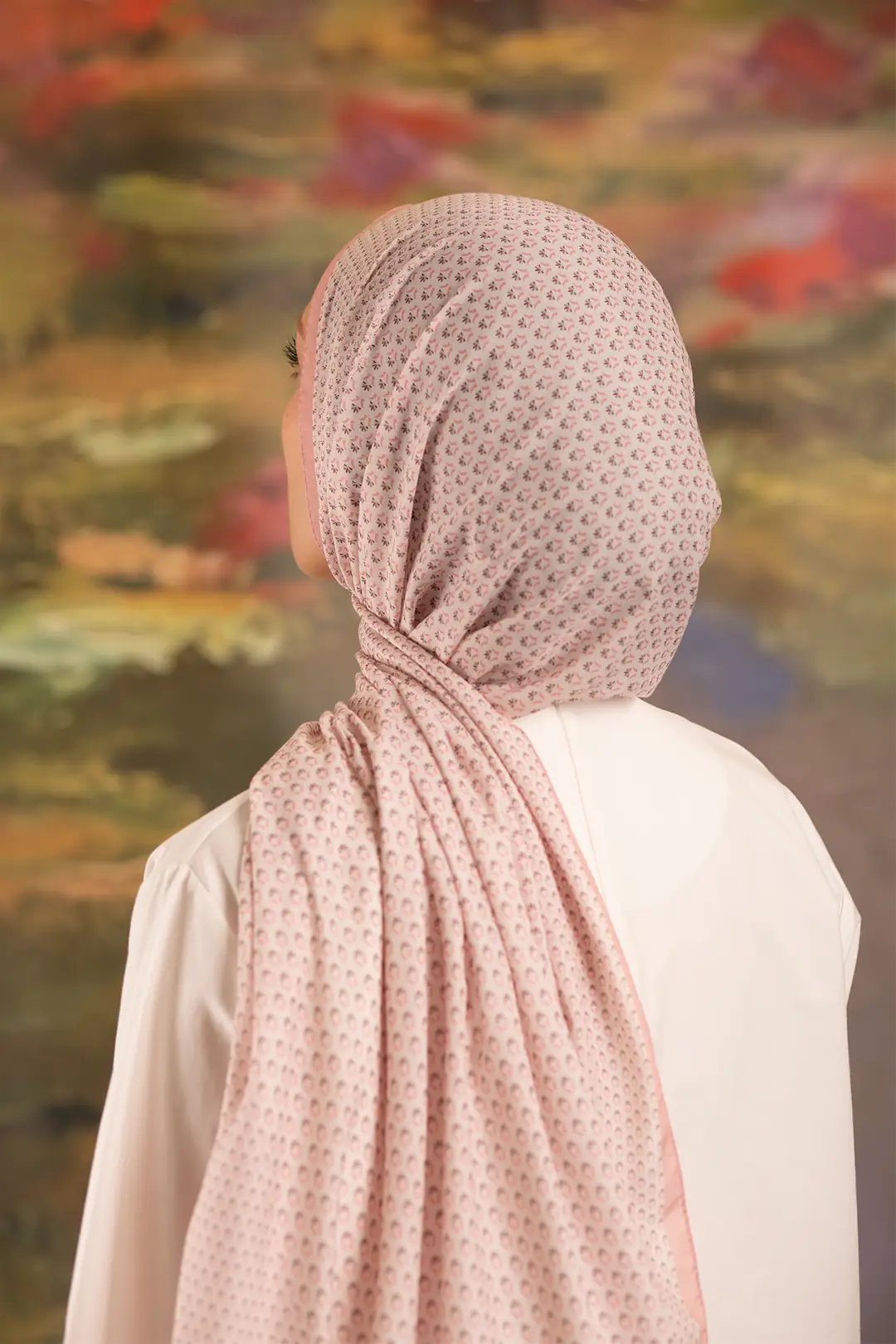 Pudra Buharı Desenli Soft Şal Şeker Pembe 7