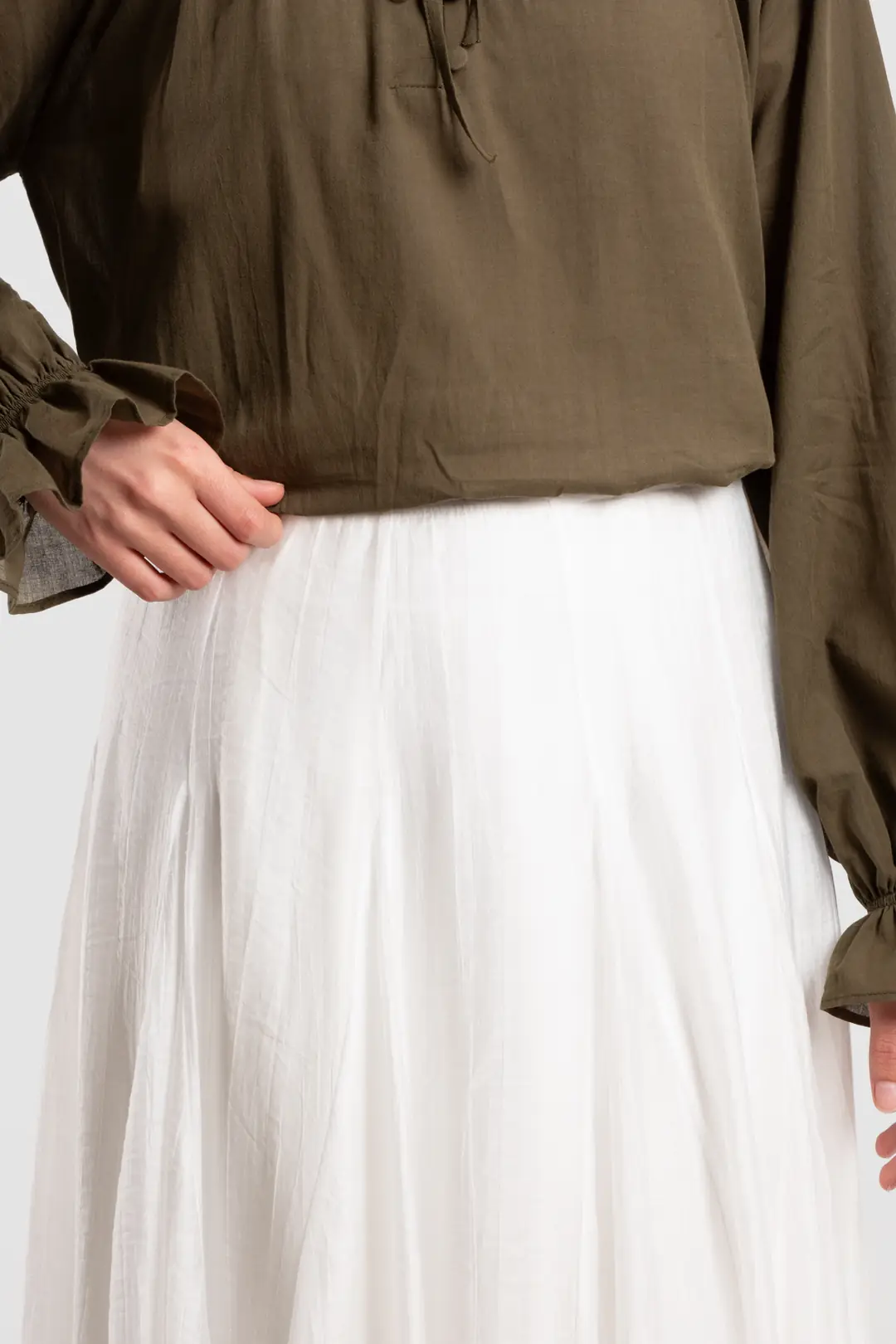 Tencel Flared Skirt White 6