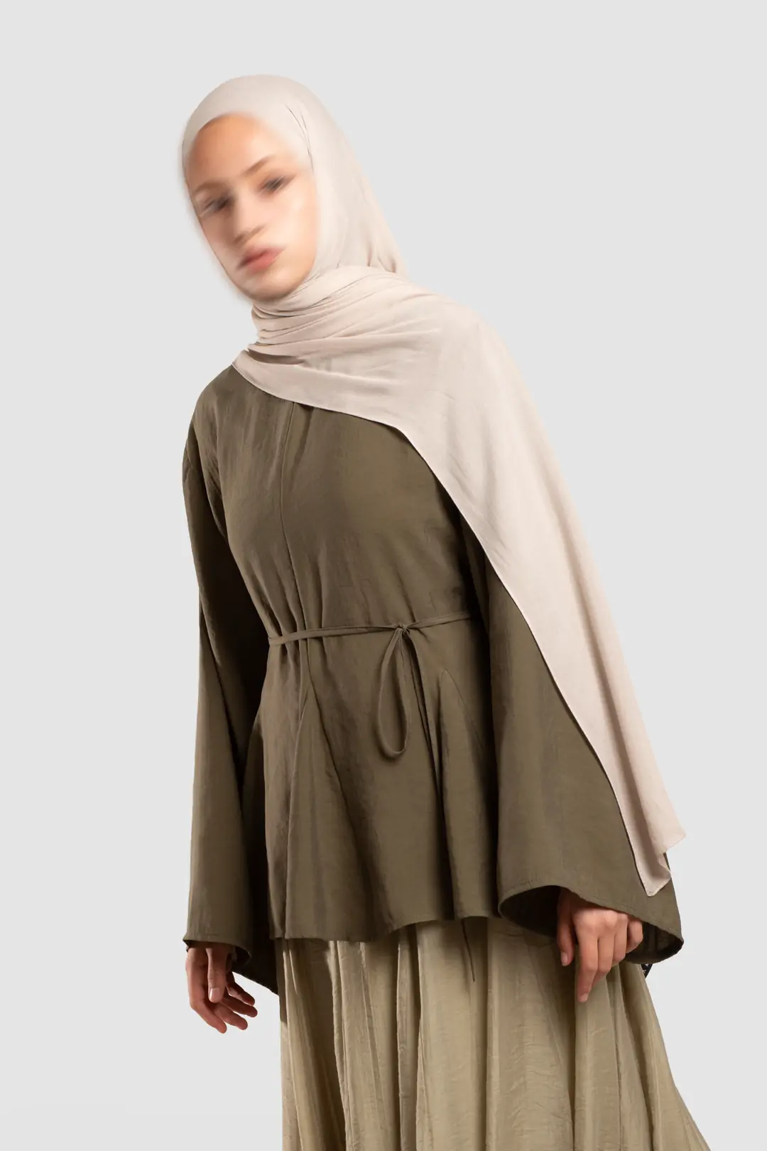 Gode ​​Detailed Modal Blouse Khaki