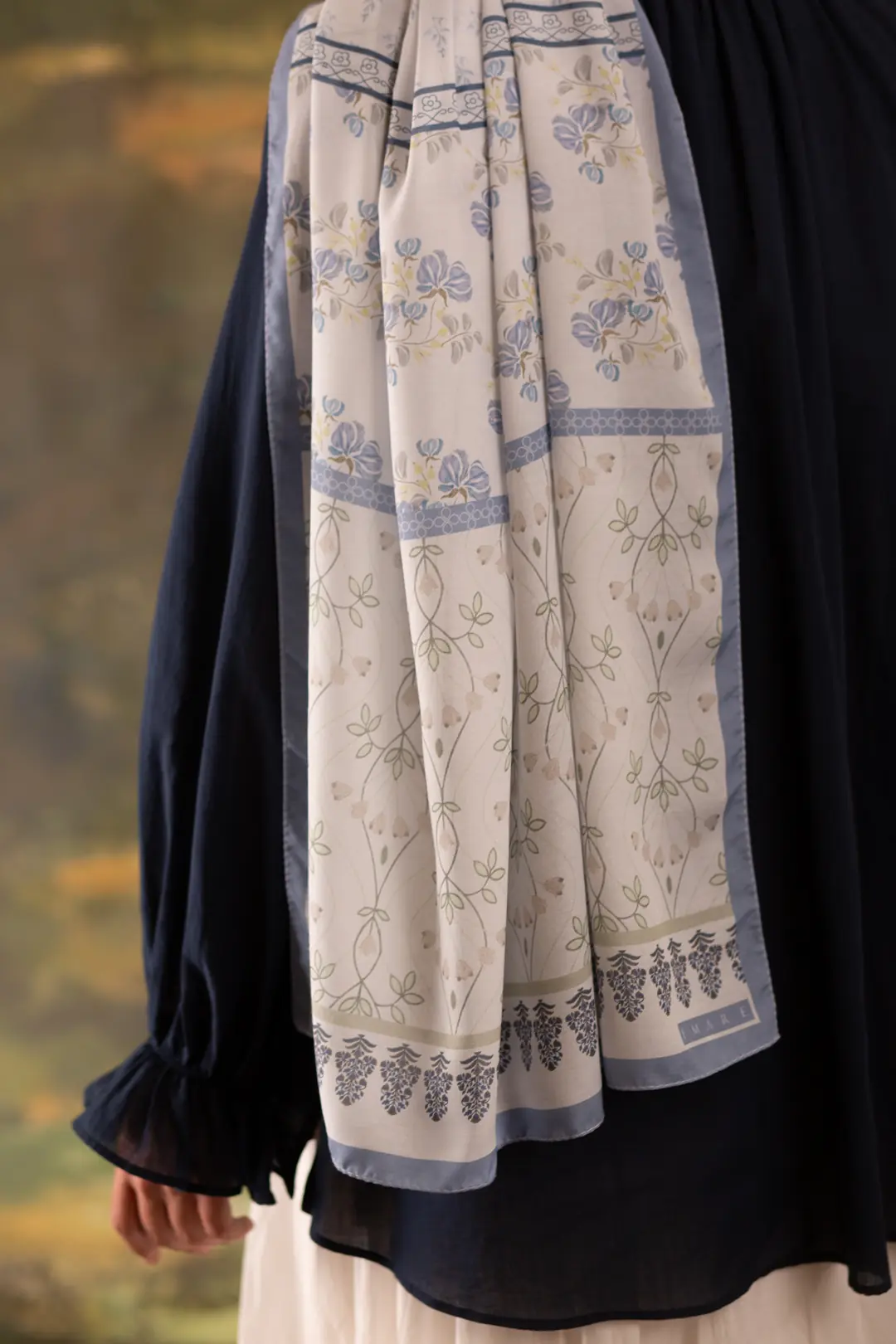 Floral Harmony Desenli Soft Şal Açık Mavi 4