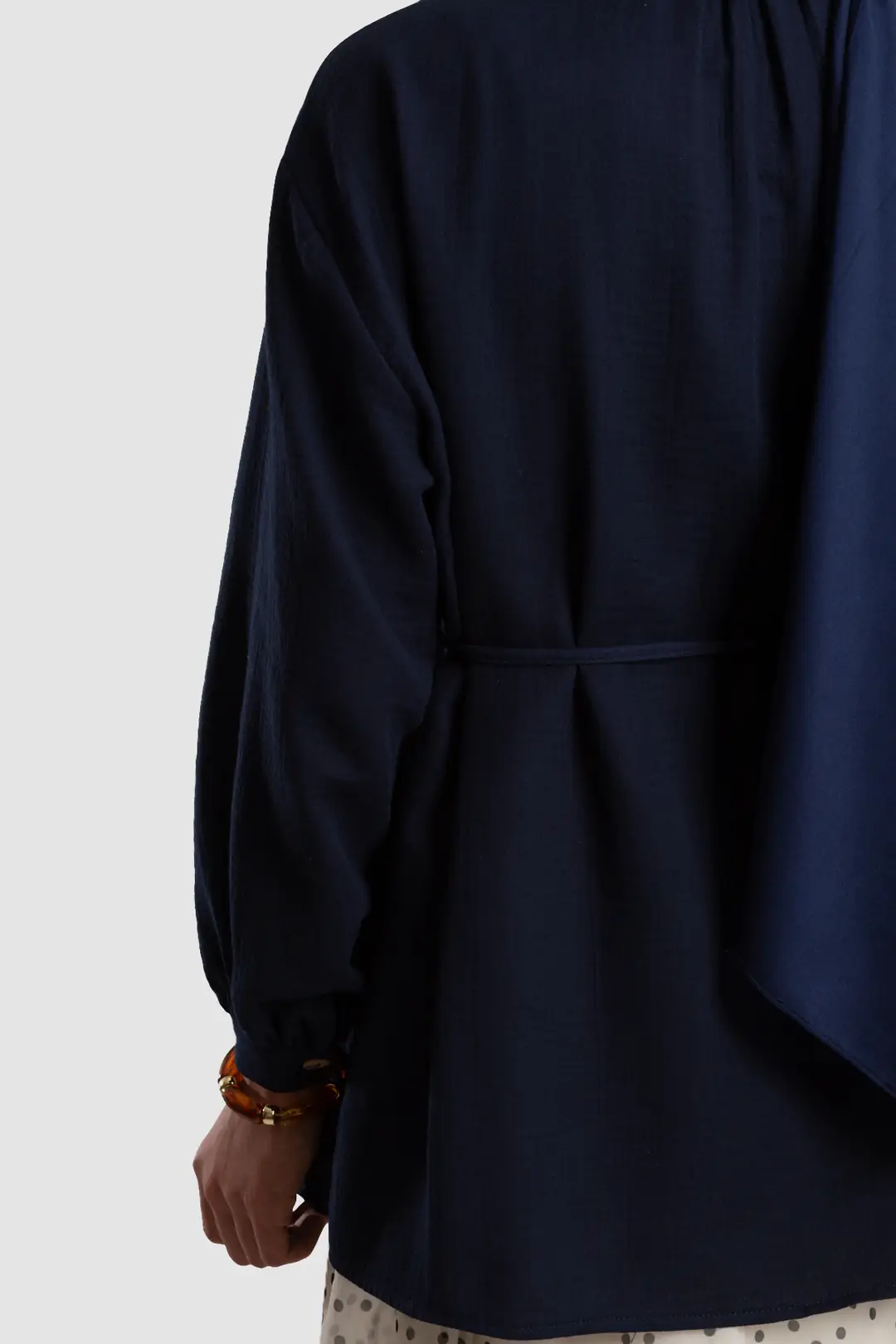 Muslin Shirt with Gathered Detail, Navy Blue 6