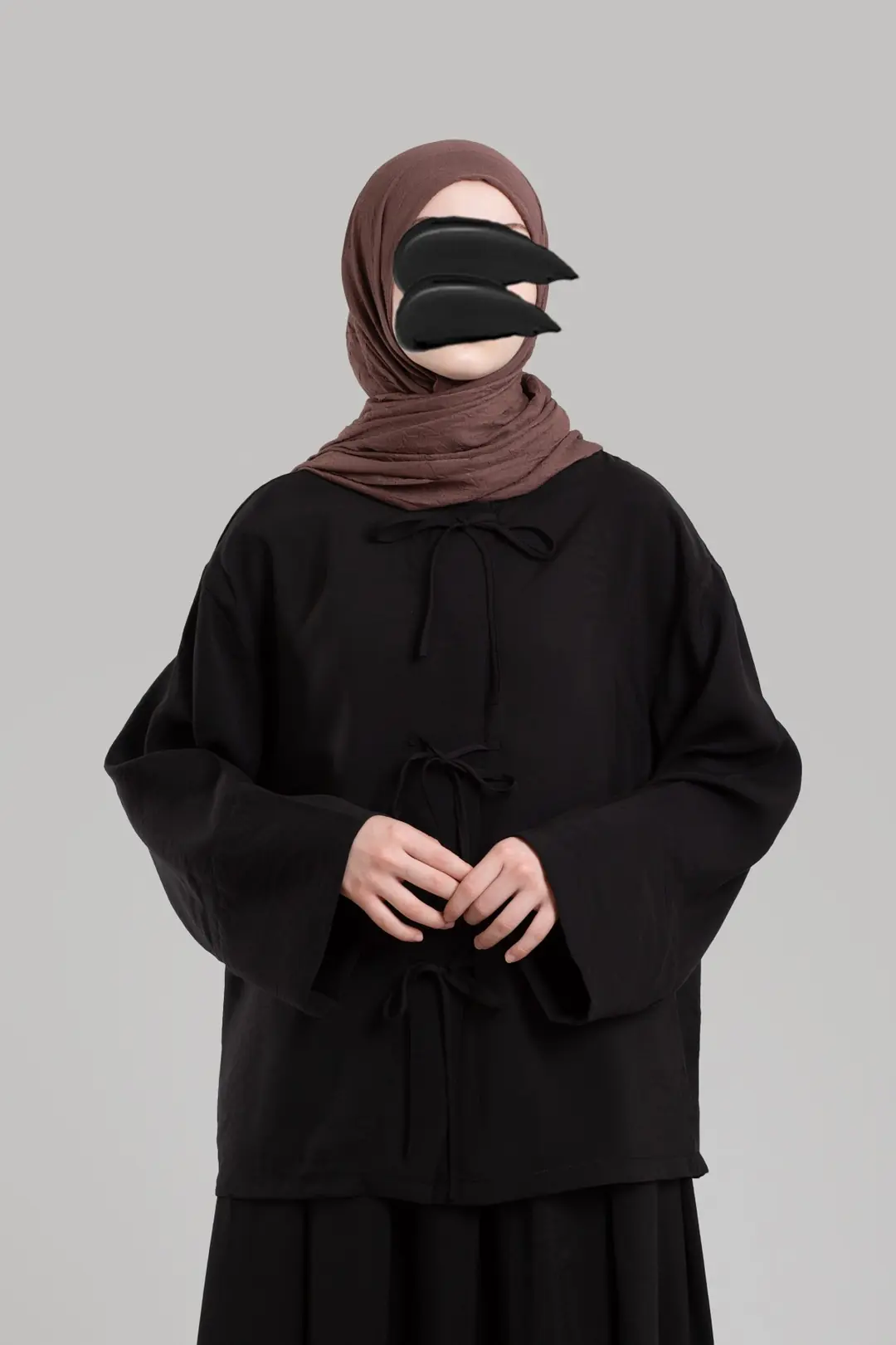 Black Modal Blouse with Tie 2