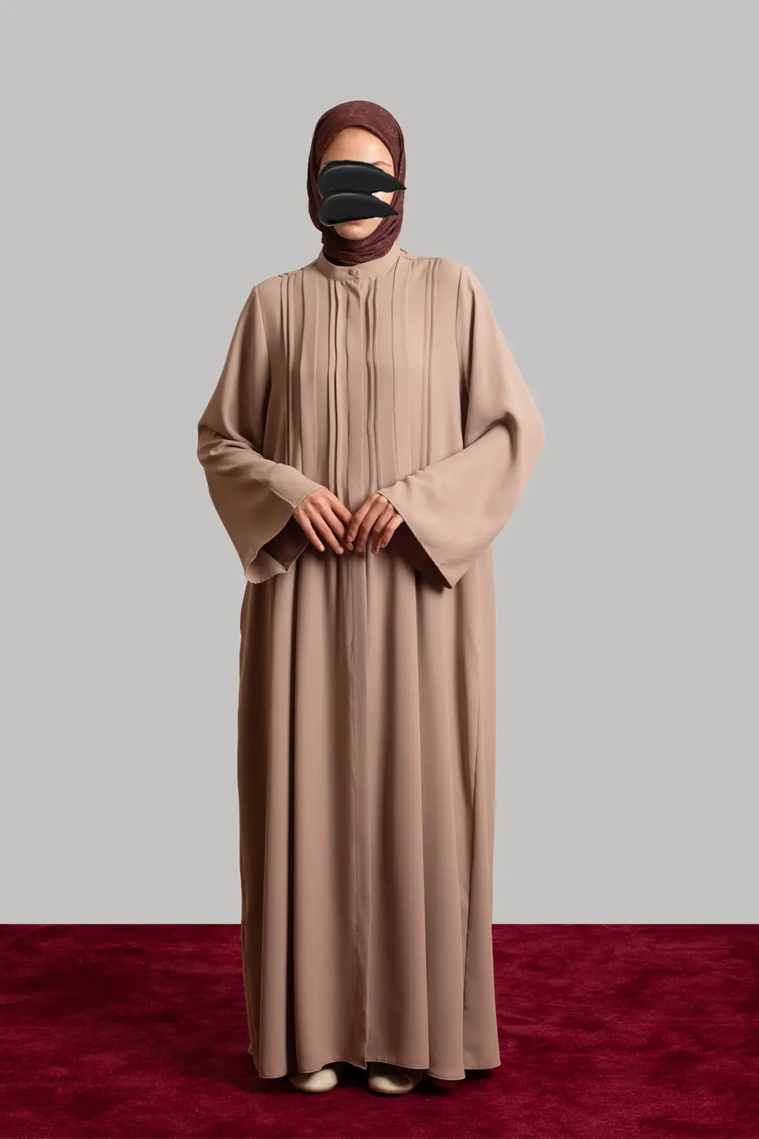 Ribbed Buttoned Abaya Stone 3