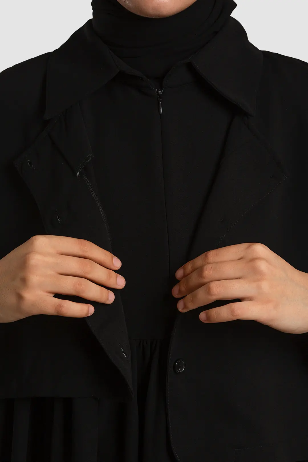Black Vest-Style Abaya 5