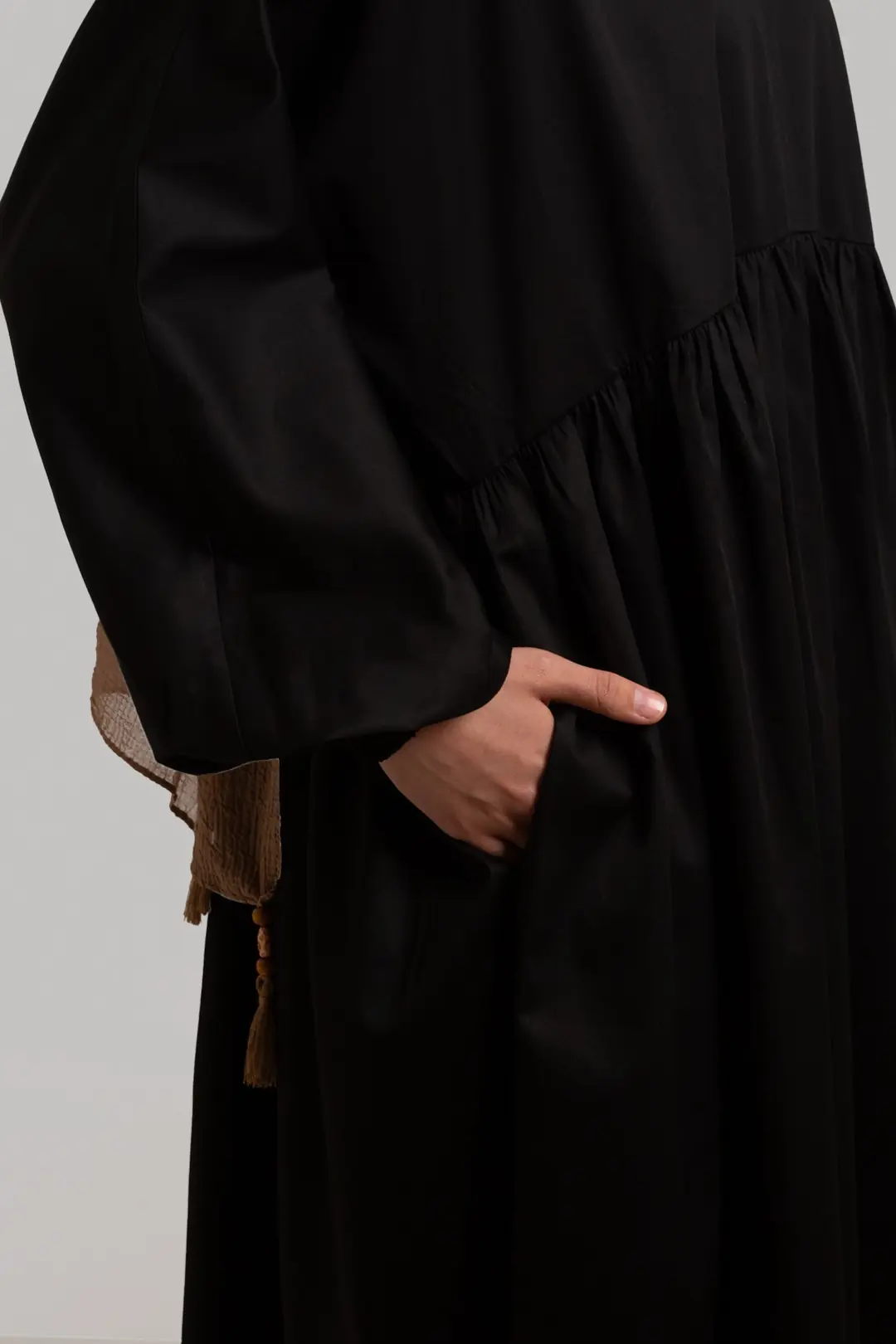 Basic Cotton Satin Dress Black 4