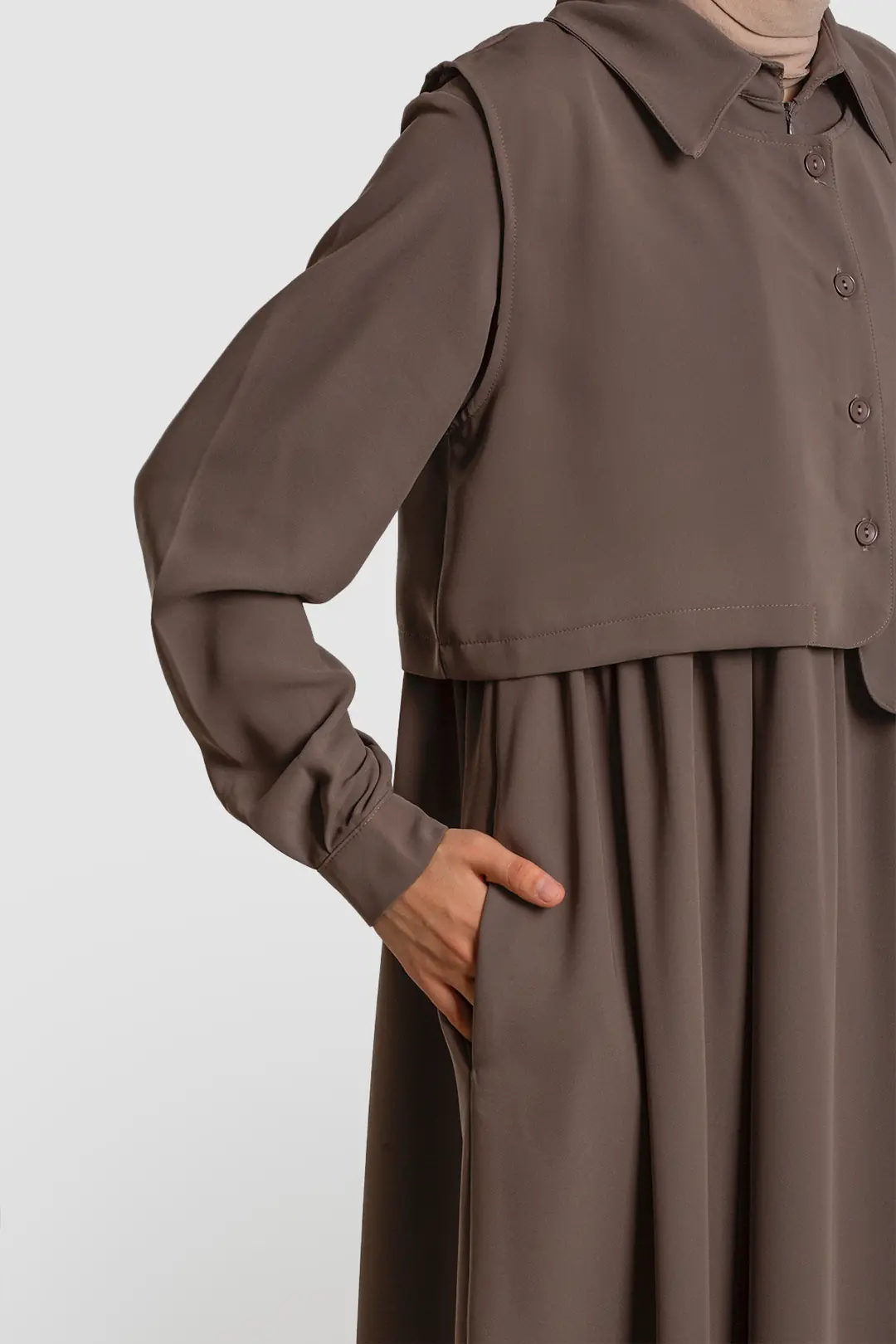 Vest-style Abaya, Mink 3