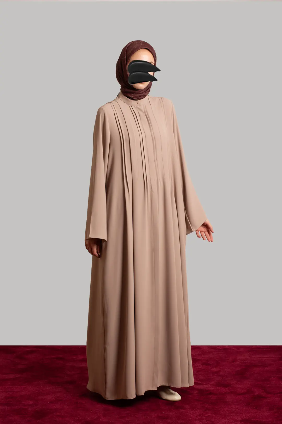 Ribbed Buttoned Abaya Stone 5