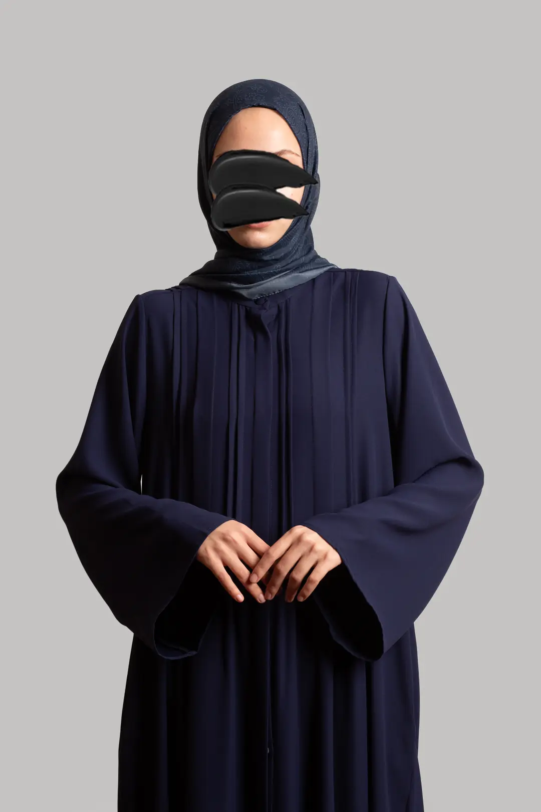 Ribbed Buttoned Abaya Navy Blue 5