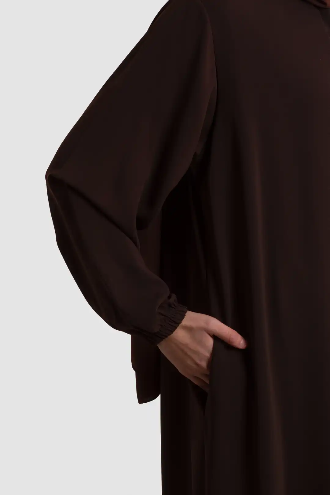 Arya Full-Length Zippered Abaya Bitter Brown 4