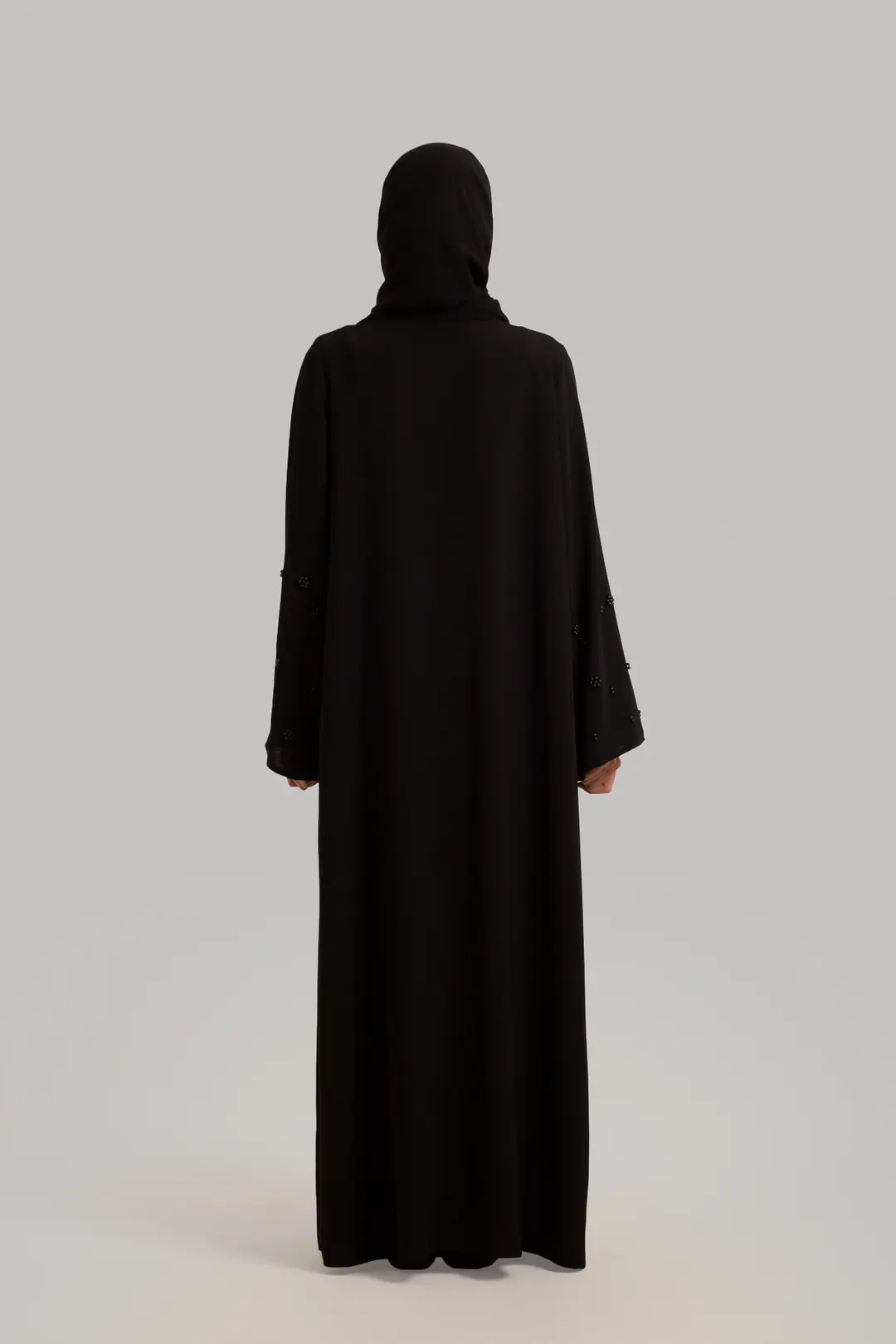 Boncuk Detaylı Abaya Siyah 5