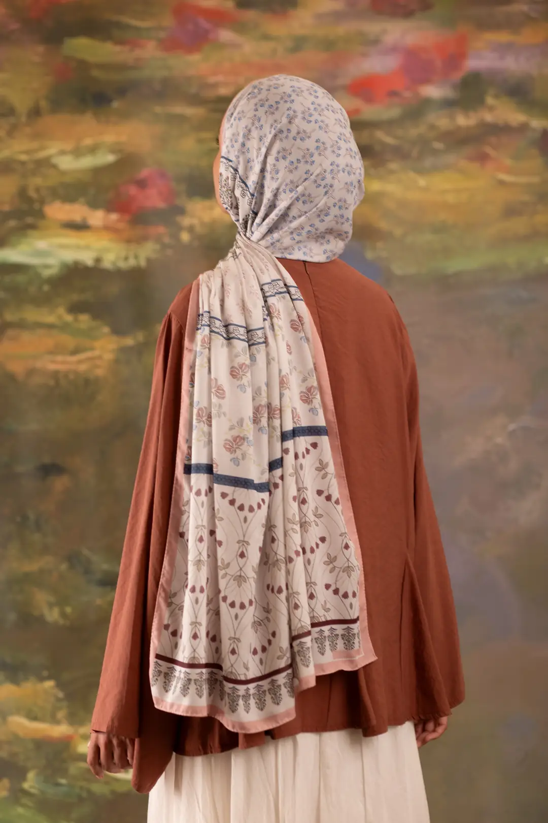 Floral Harmony Desenli Soft Şal Somon 7