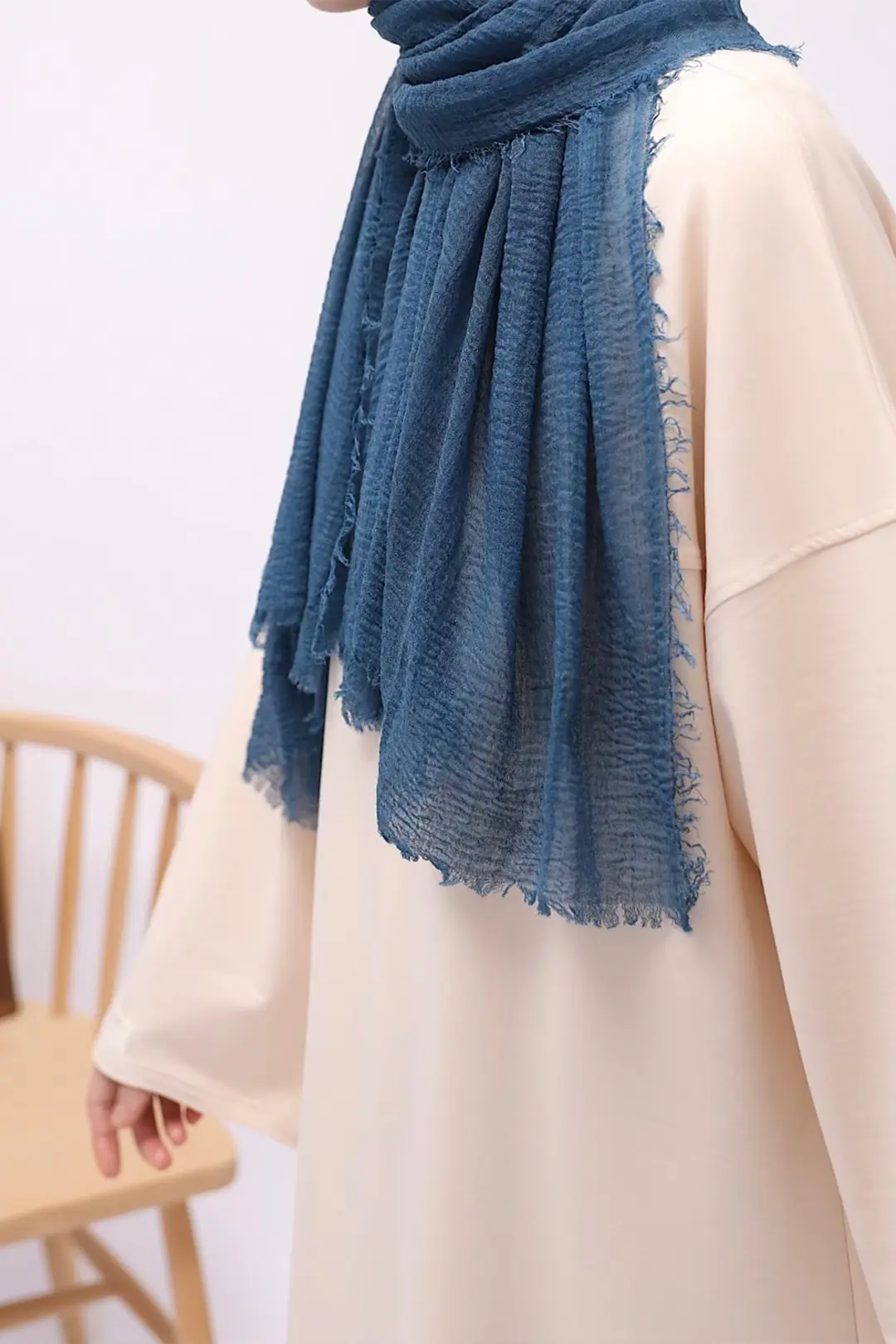 Indigo Crinkle Shawl 3