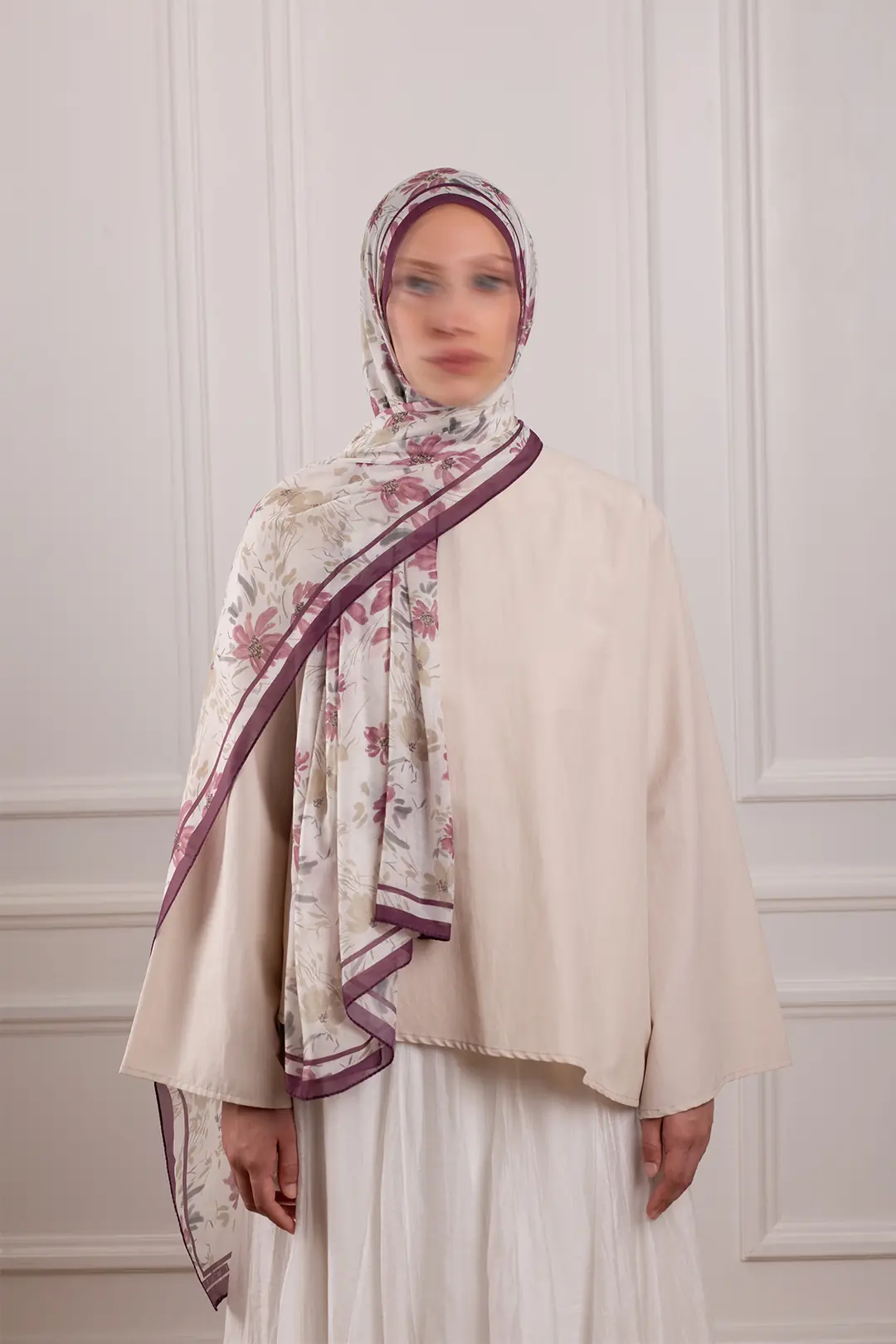 Lalin Desenli Soft Şal Mor 5