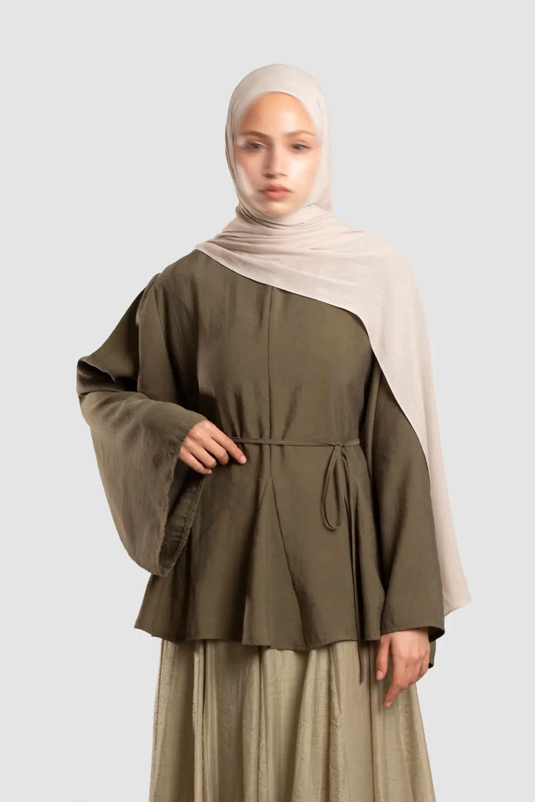 Gode Detailed Modal Blouse Khaki 4