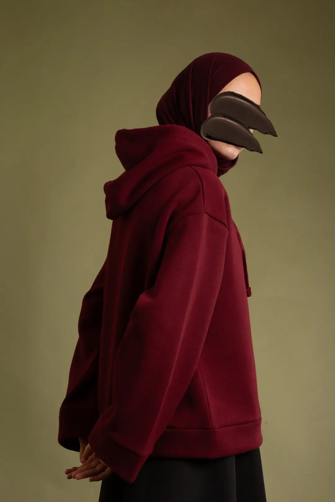 Basic Hooded Sweatshirt Burgundy 8