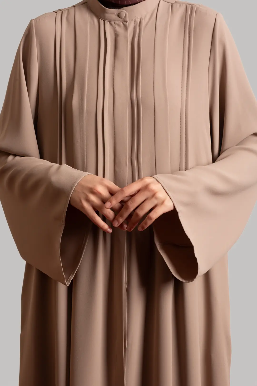 Ribbed Buttoned Abaya Stone 8