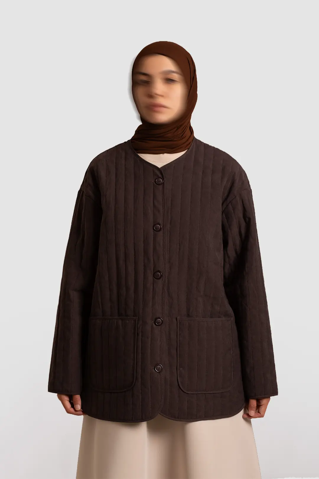 Tensel Kapitone Ceket Acı Kahve 7