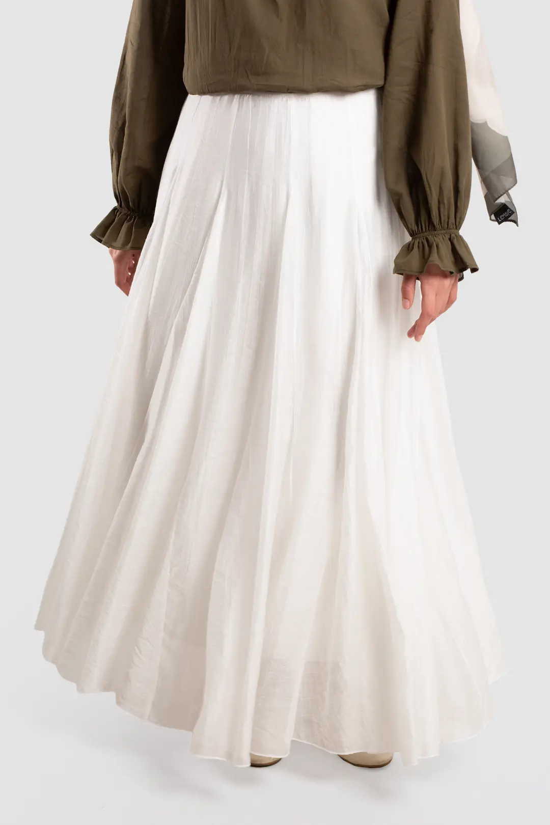 Tencel Flared Skirt White 3