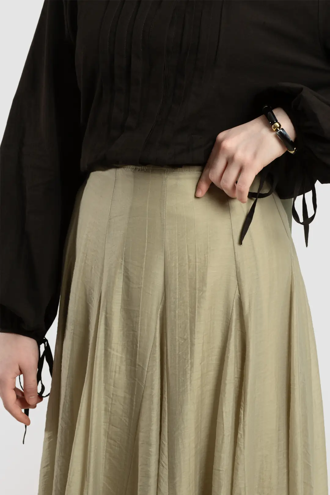Tencel Flared Skirt Soft Green 6