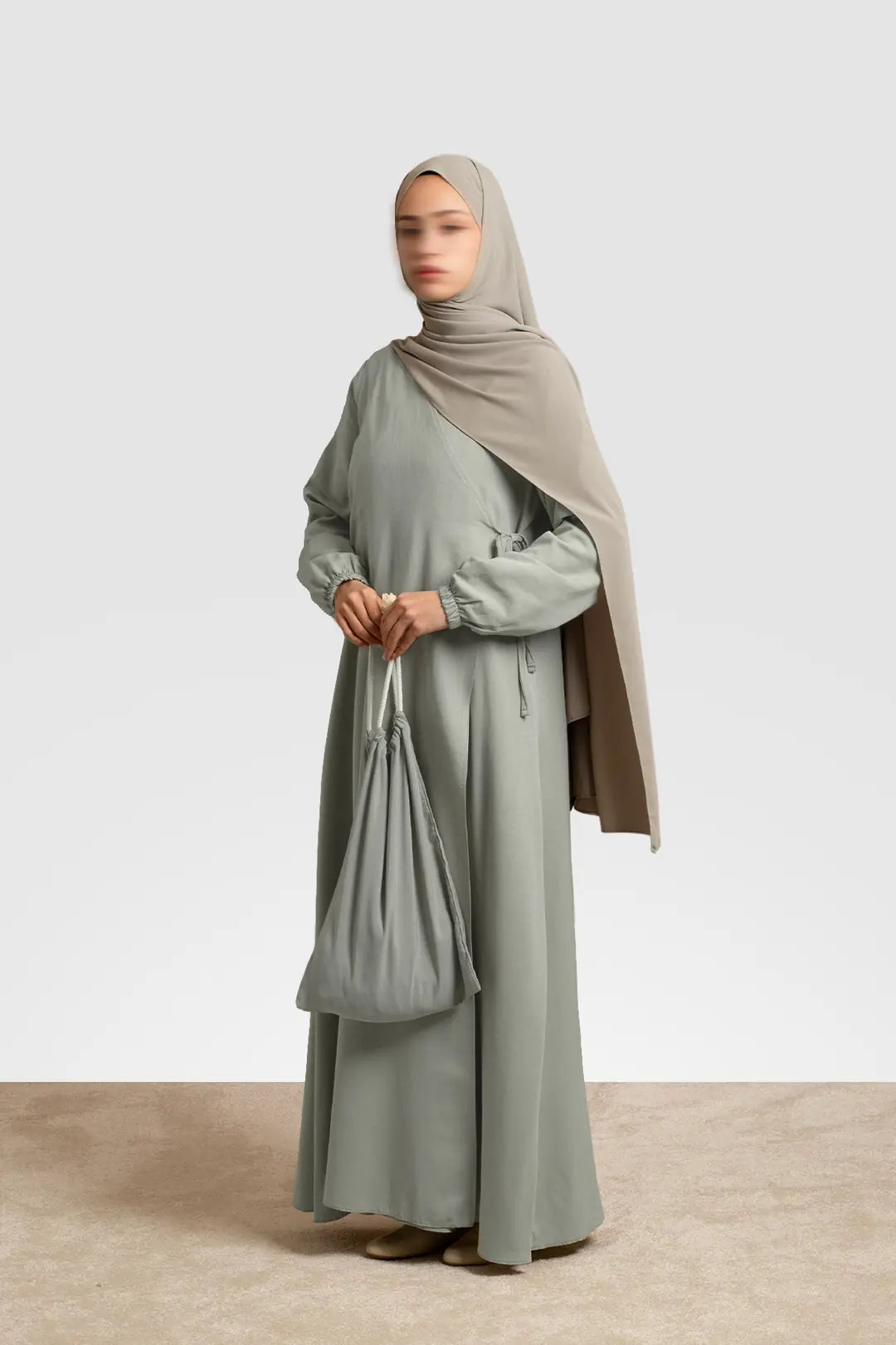 Prayer Dress Linen Abaya Soft Green