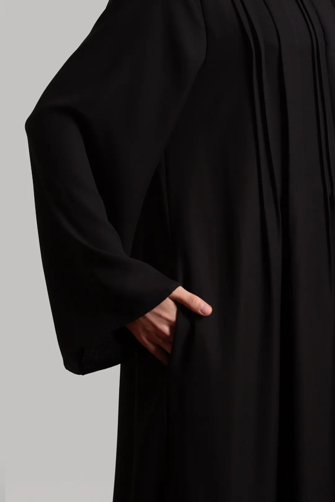 Ribbed Buttoned Abaya Black 6