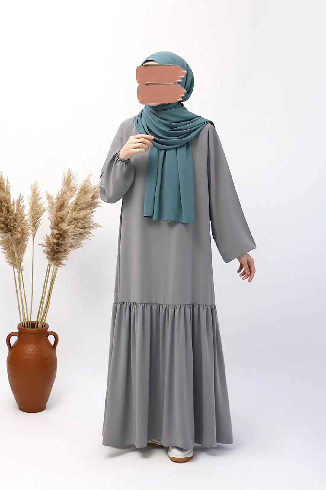 Frilly Abaya - Grey