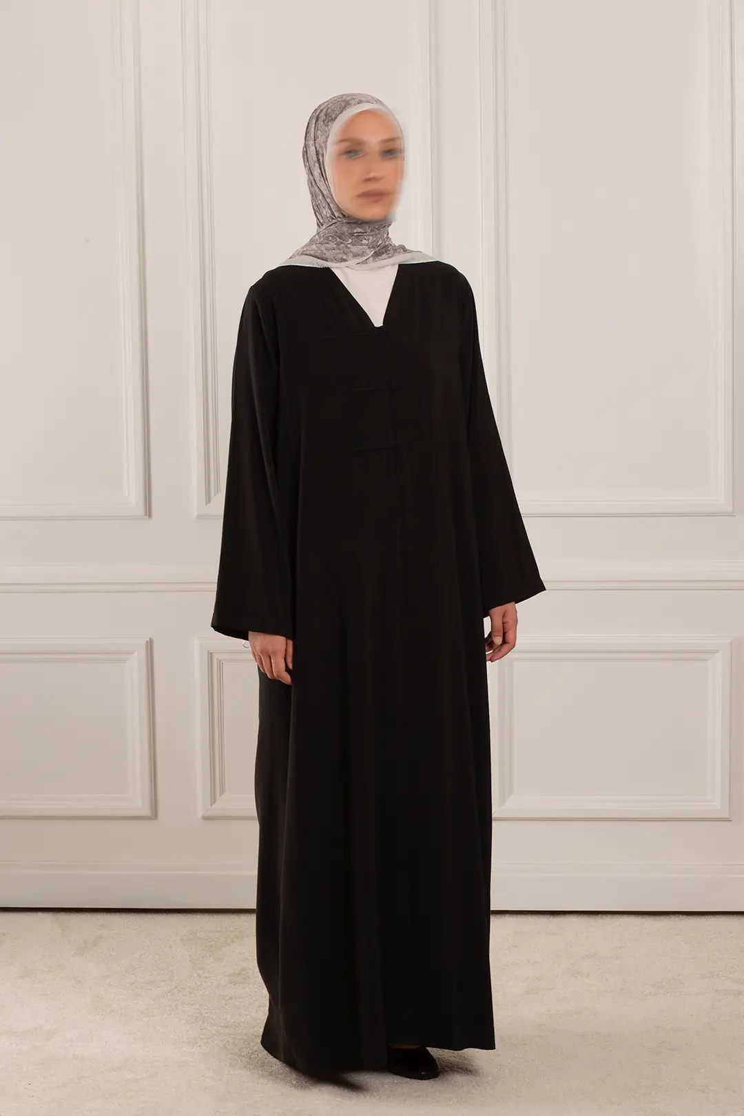 Birit Detaylı Modal Abaya Siyah