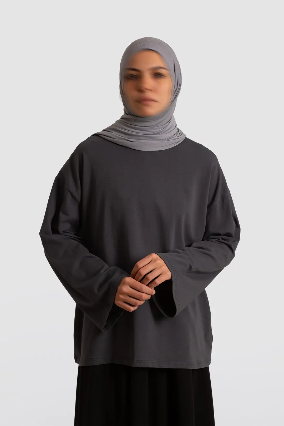 Basic Uzun Kollu Tişört Füme 4