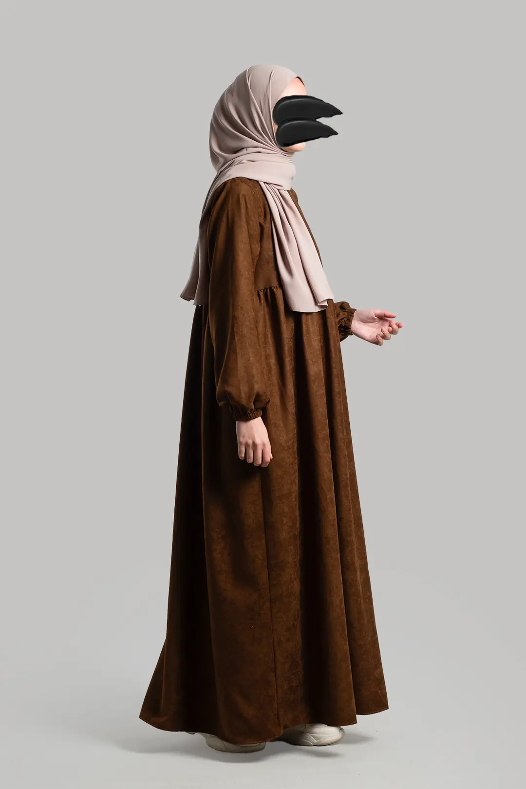 Suede Dress Abaya Tan 6