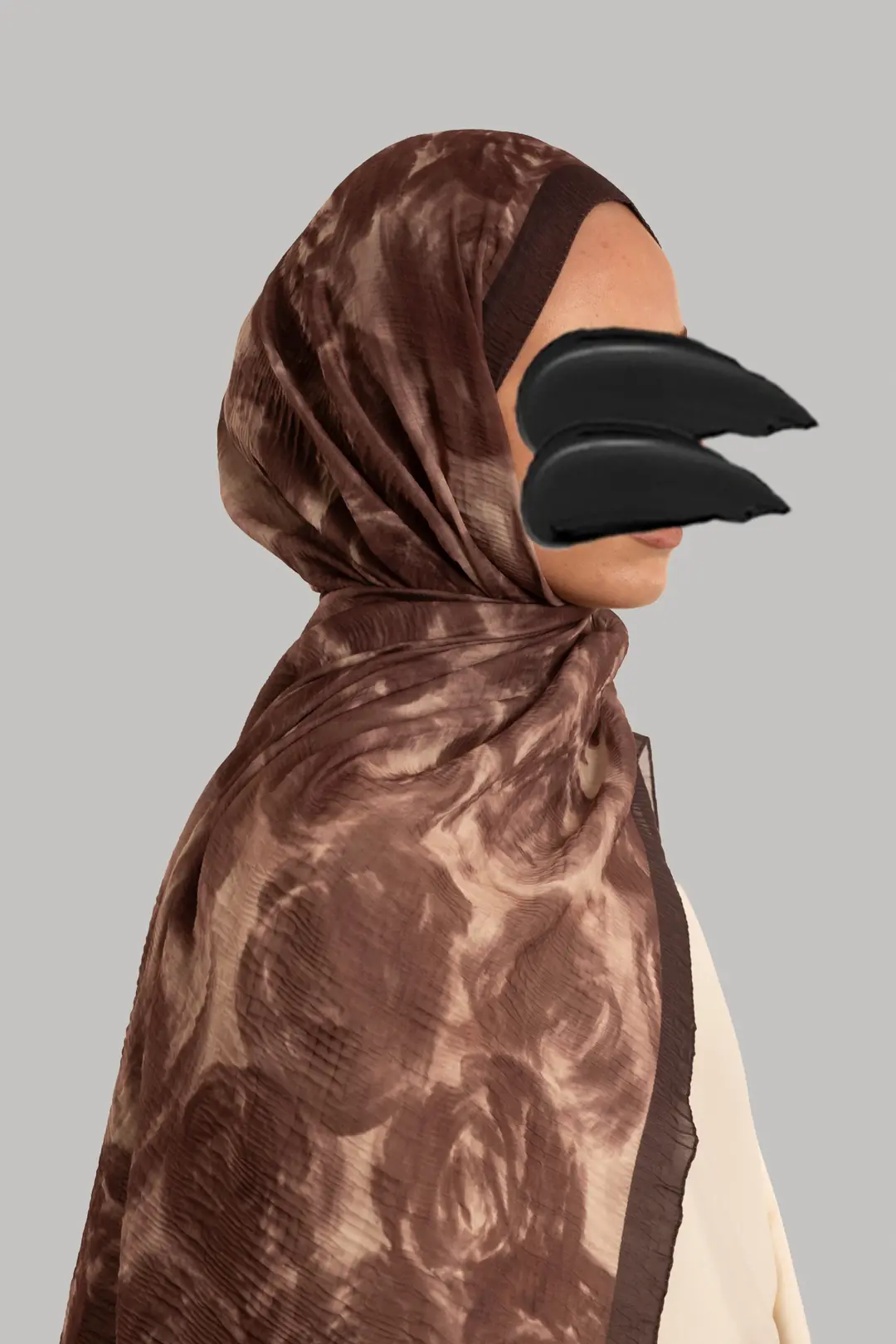 Muslin Ethereal Patterned Muslin Scarf, Coffee 3