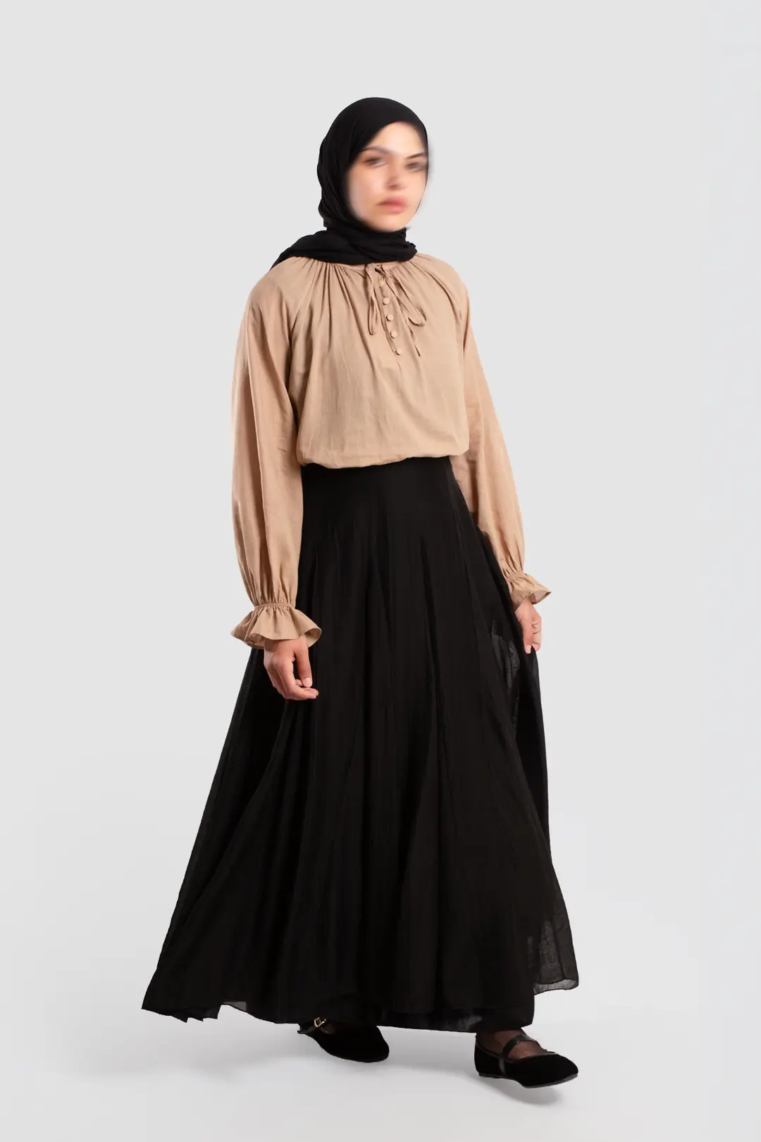 Tencel Flared Skirt Black 4