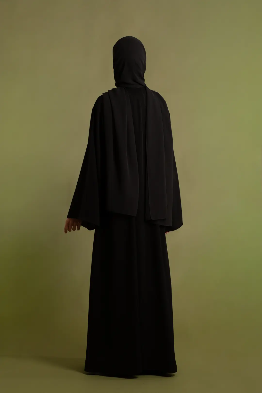 Dubai Silk Abaya Set Black 8