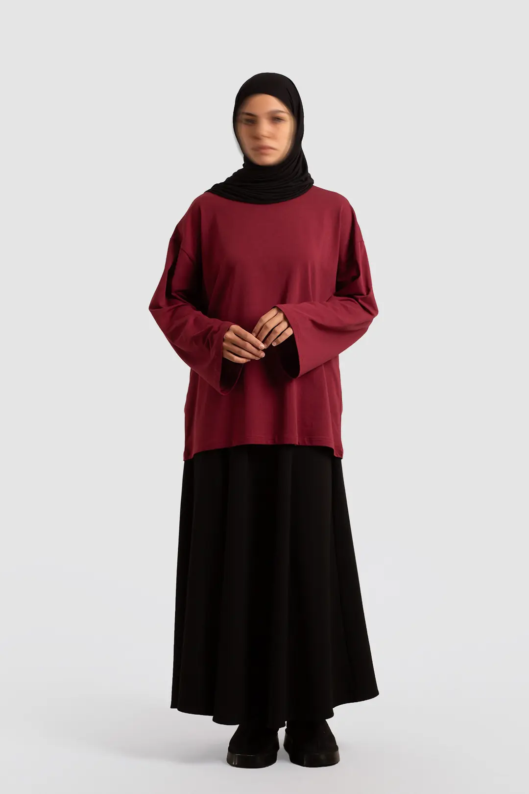 Basic Uzun Kollu Tişört Bordo 4