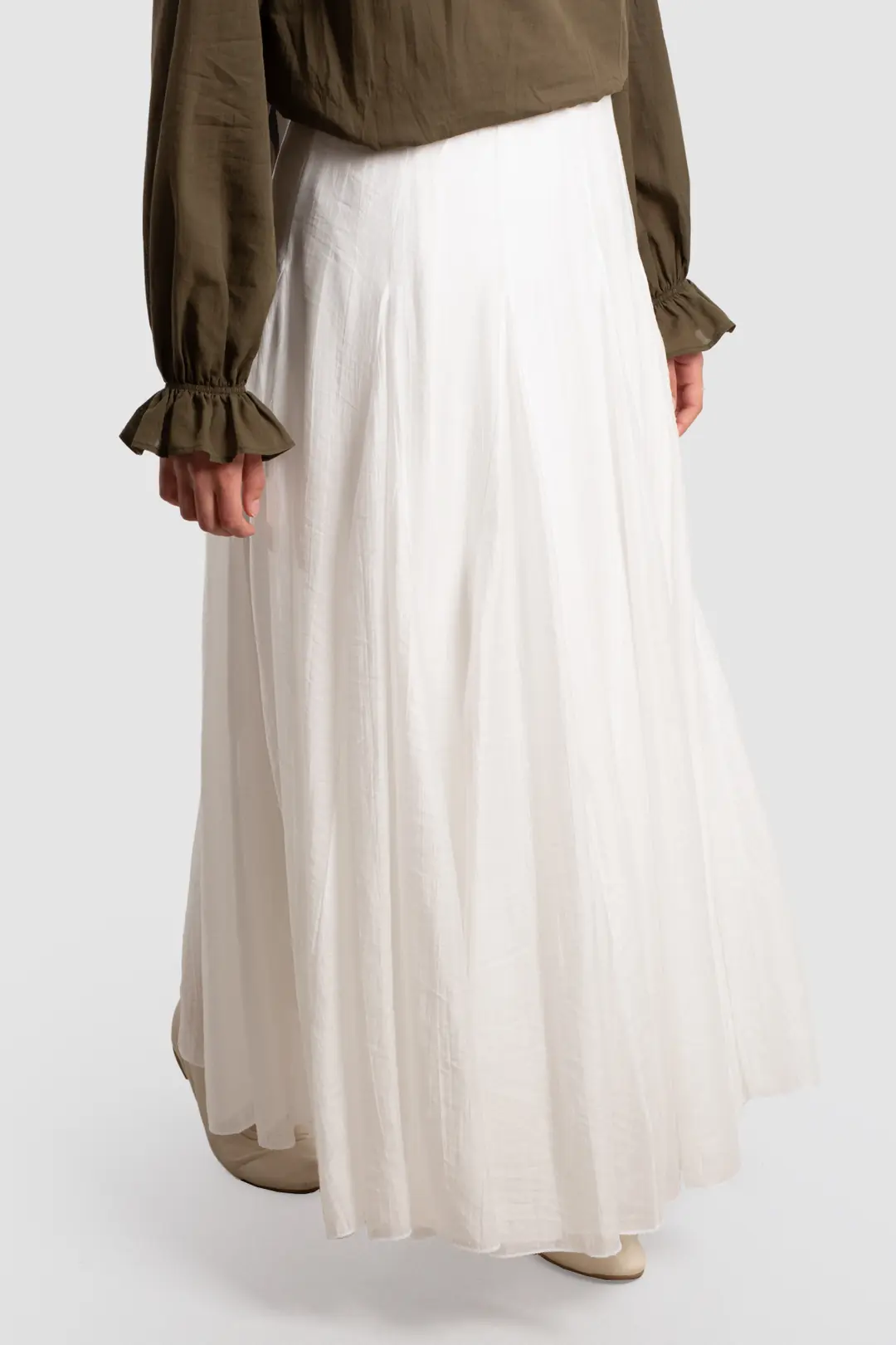 Tencel Flared Skirt White 4