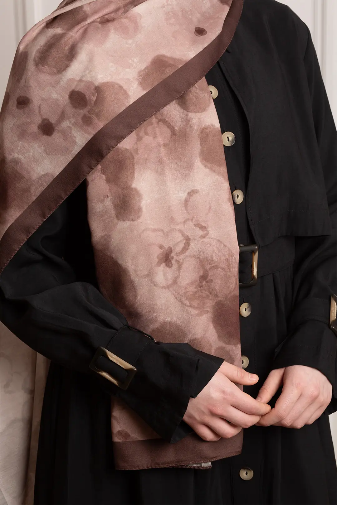 Autumn Serenade Patterned Soft Shawl in Coffee 4