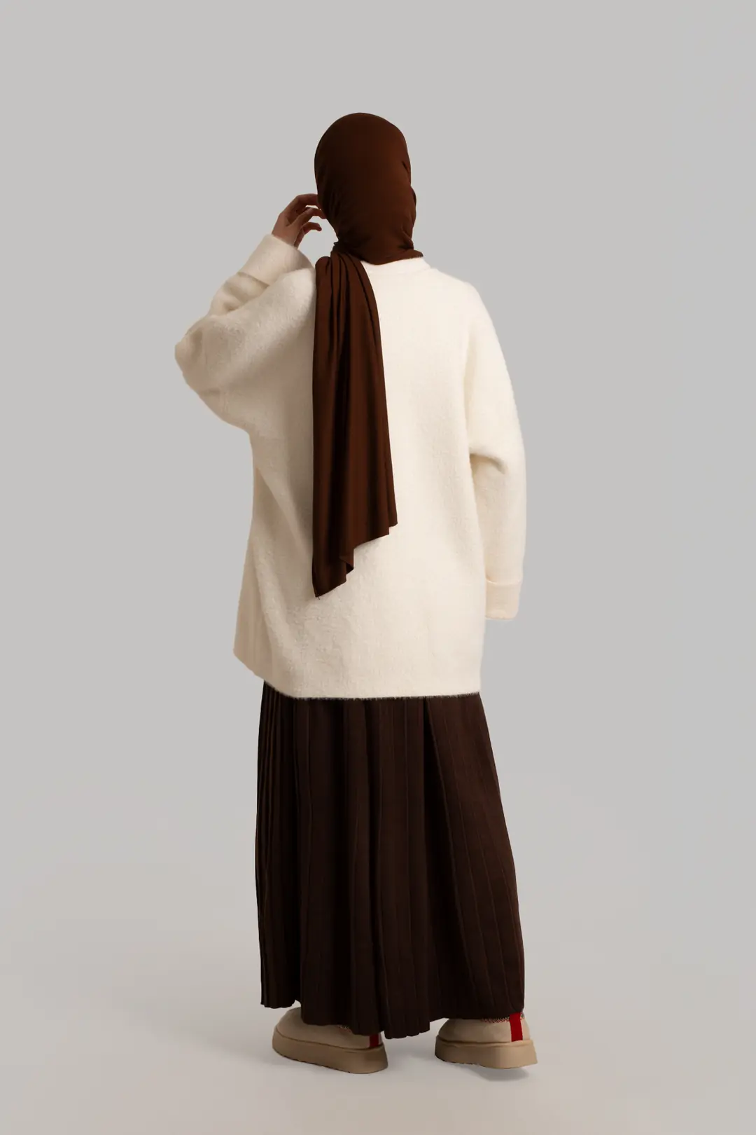 Knitted Cardigan with Tie, Bone 6