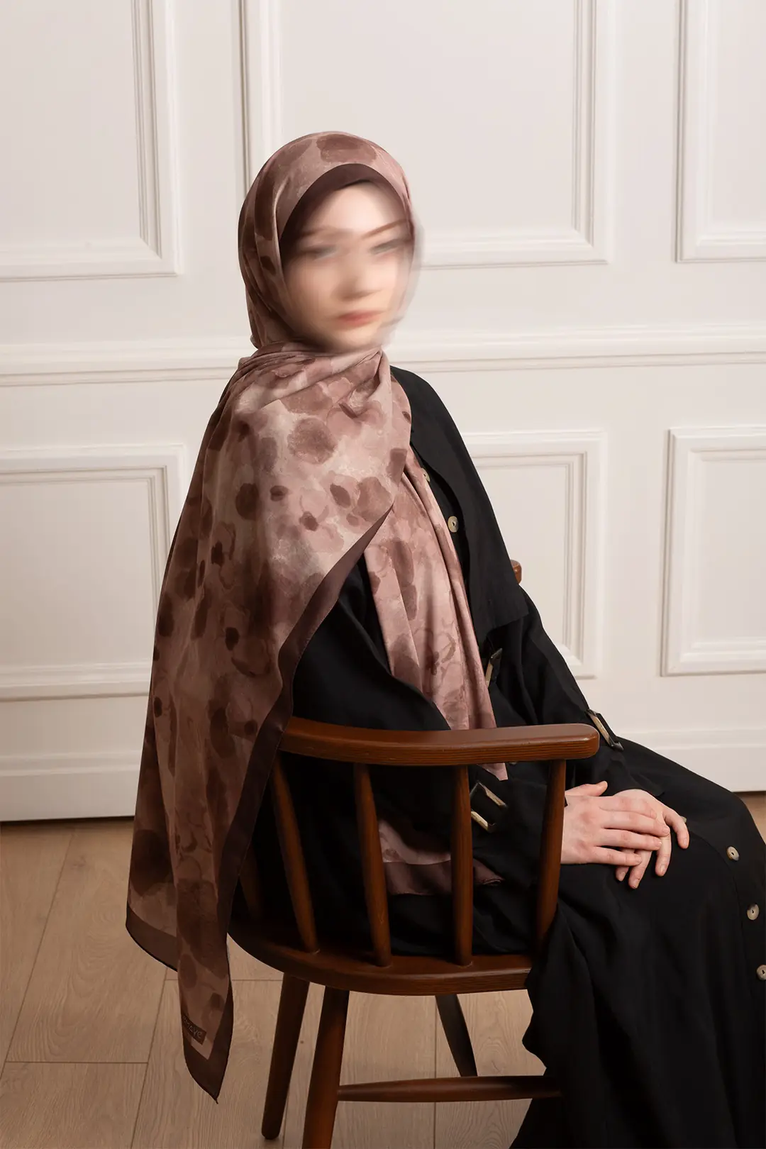 Autumn Serenade Patterned Soft Shawl in Coffee 8