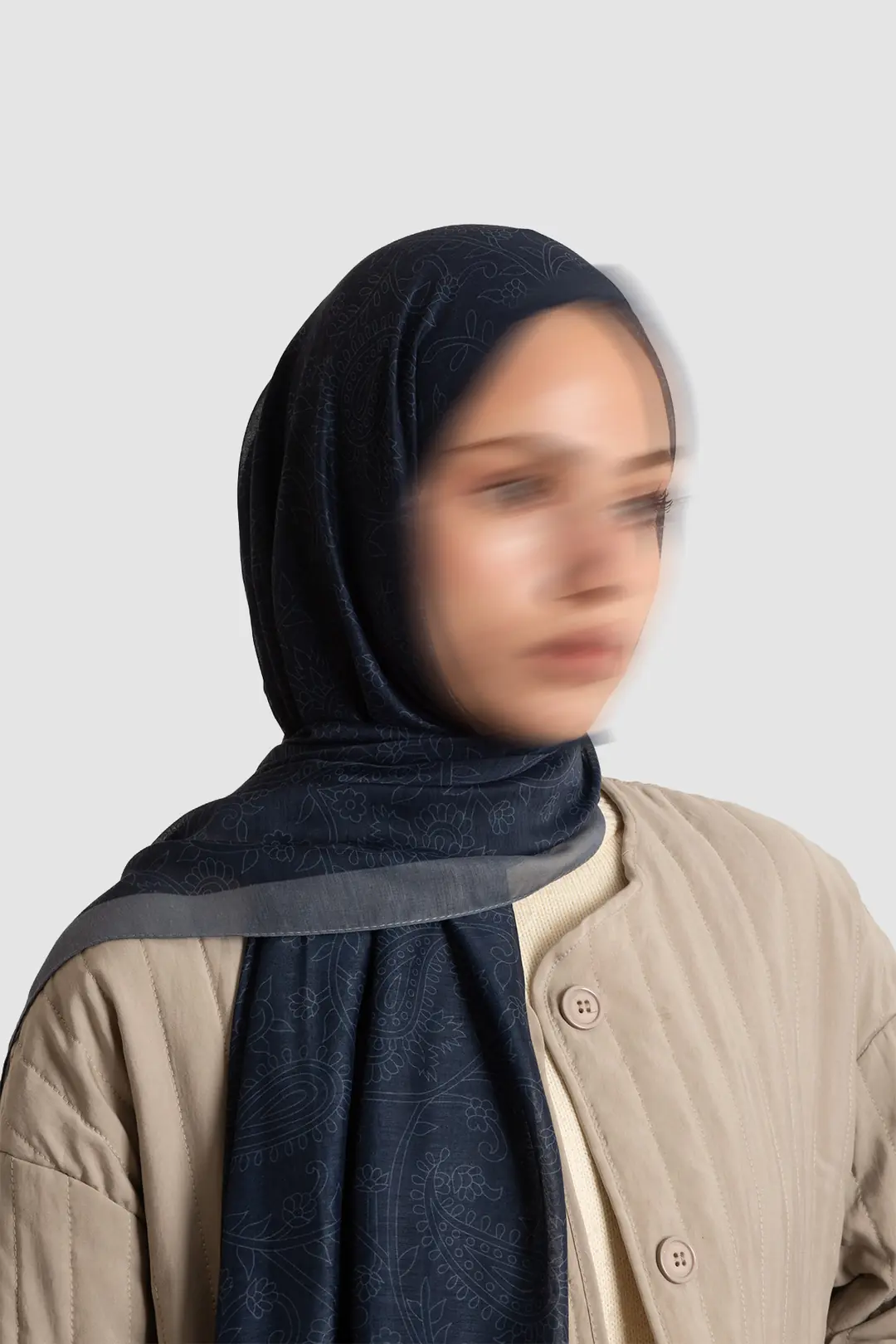 Mystic Textured Cotton Scarf, Navy Blue 5
