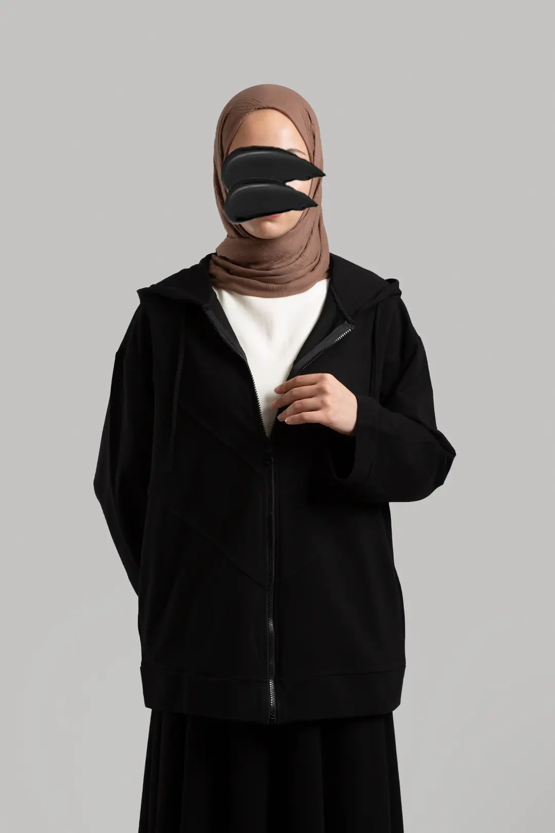 Form-stitched Zip-up Sweatshirt, Black 3