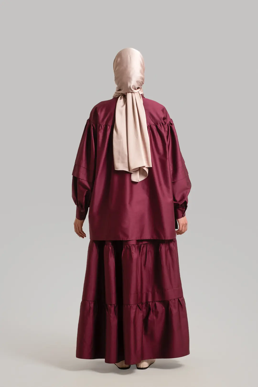 Aller Detailed Cotton Skirt Burgundy 4