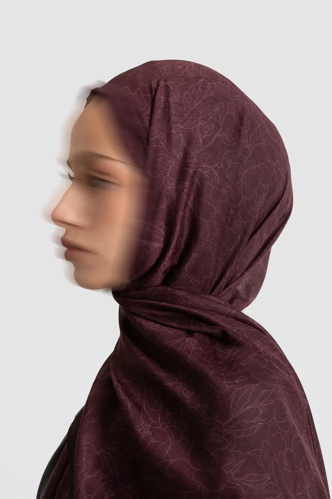 Line Garden Patterned Cotton Scarf, Plum 6