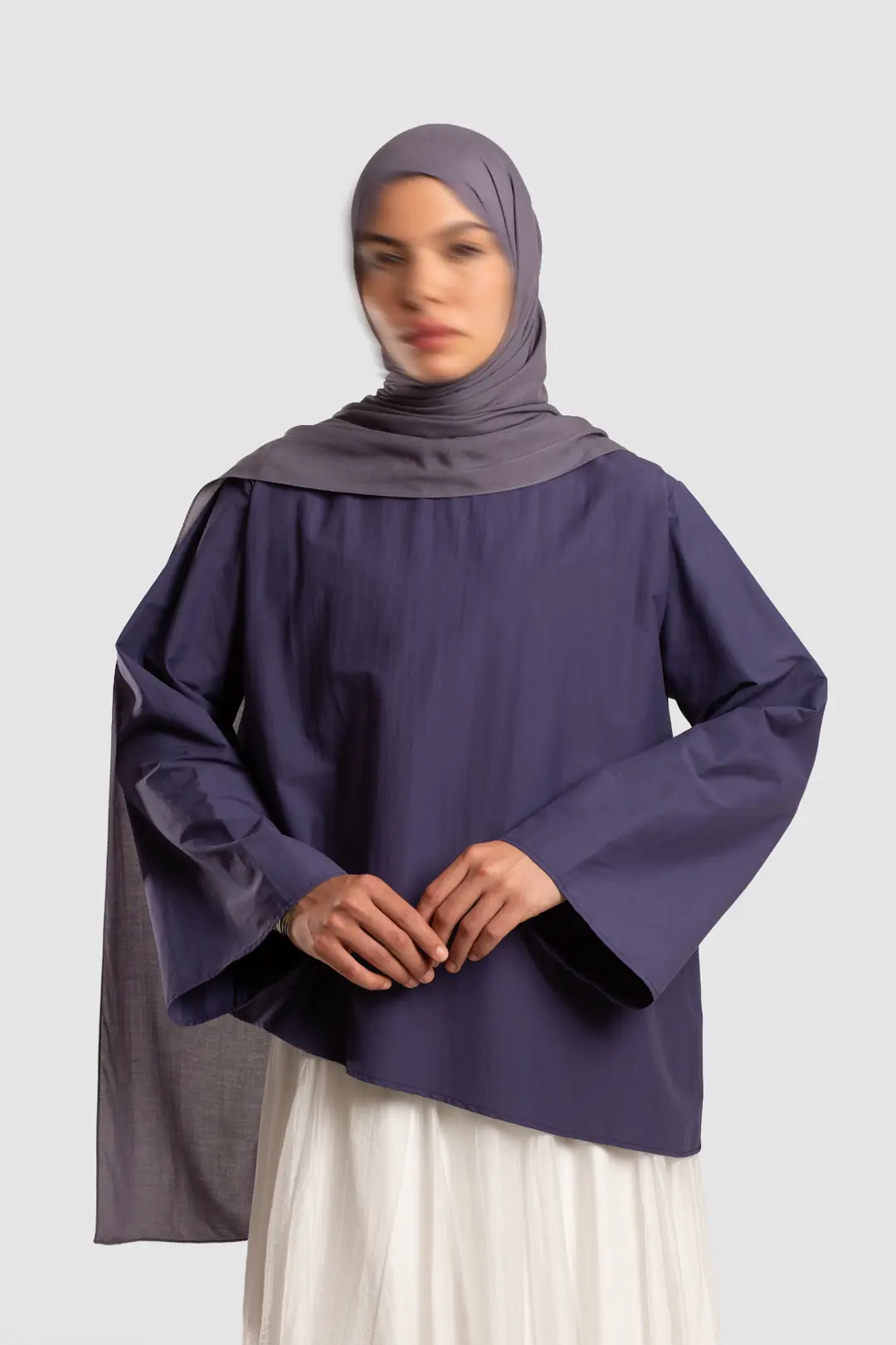 Asymmetric Poplin Blouse Indigo 4