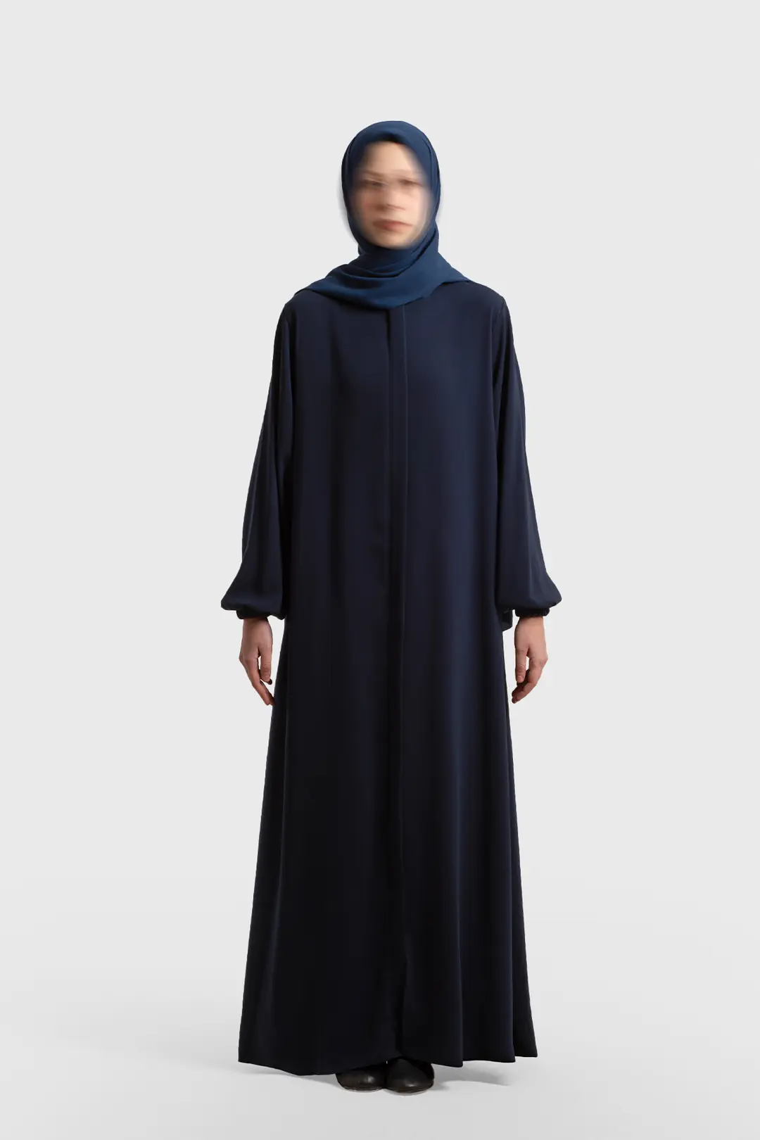 Arya Full-Length Zippered Abaya Navy Blue 6