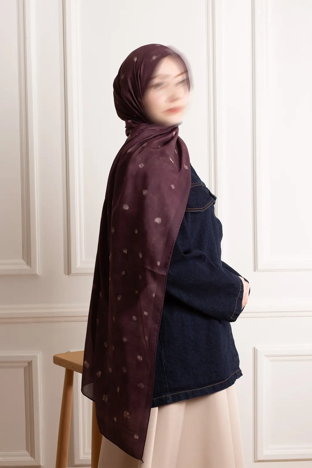 Distant Garden Patterned Soft Scarf Burgundy 6