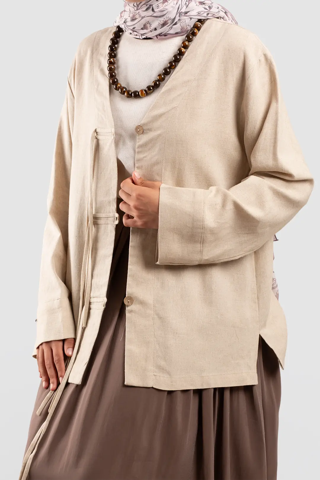 Birit Detaylı Kimono Ceket Taş 3