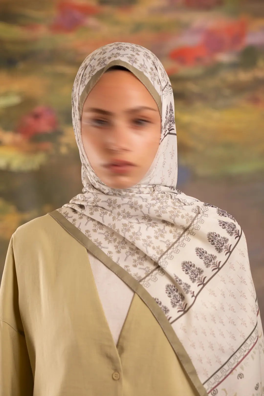 Floral Harmony Desenli Soft Şal Soft Yeşil 3