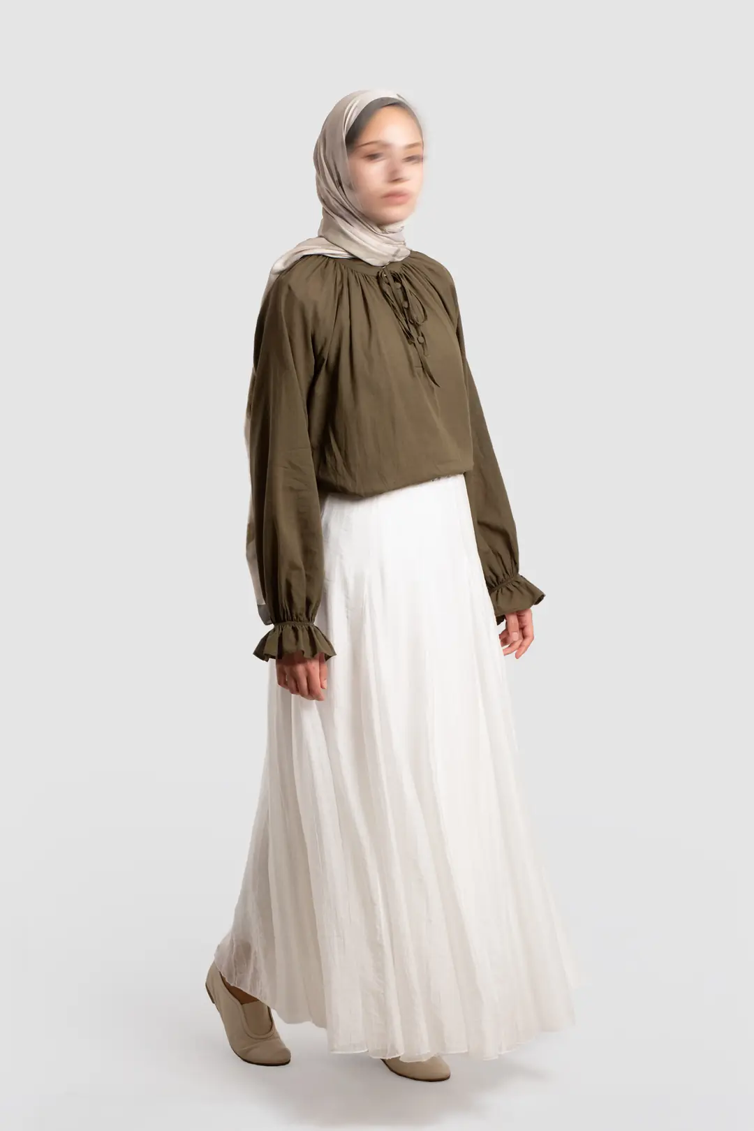 Tencel Flared Skirt White 5