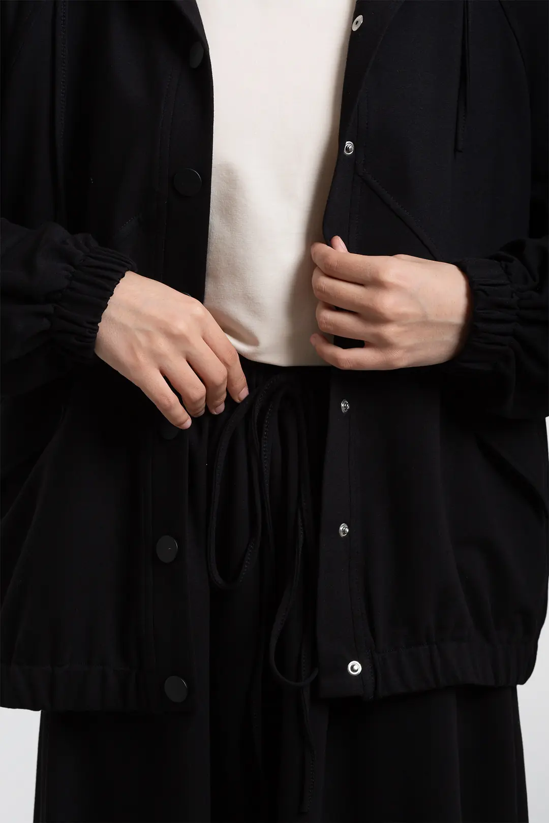 Çıtçıtlı Bomber Sweatshirt Siyah 6